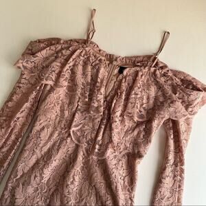 BARDOT Lace Ruffle Cold Shoulder Dress